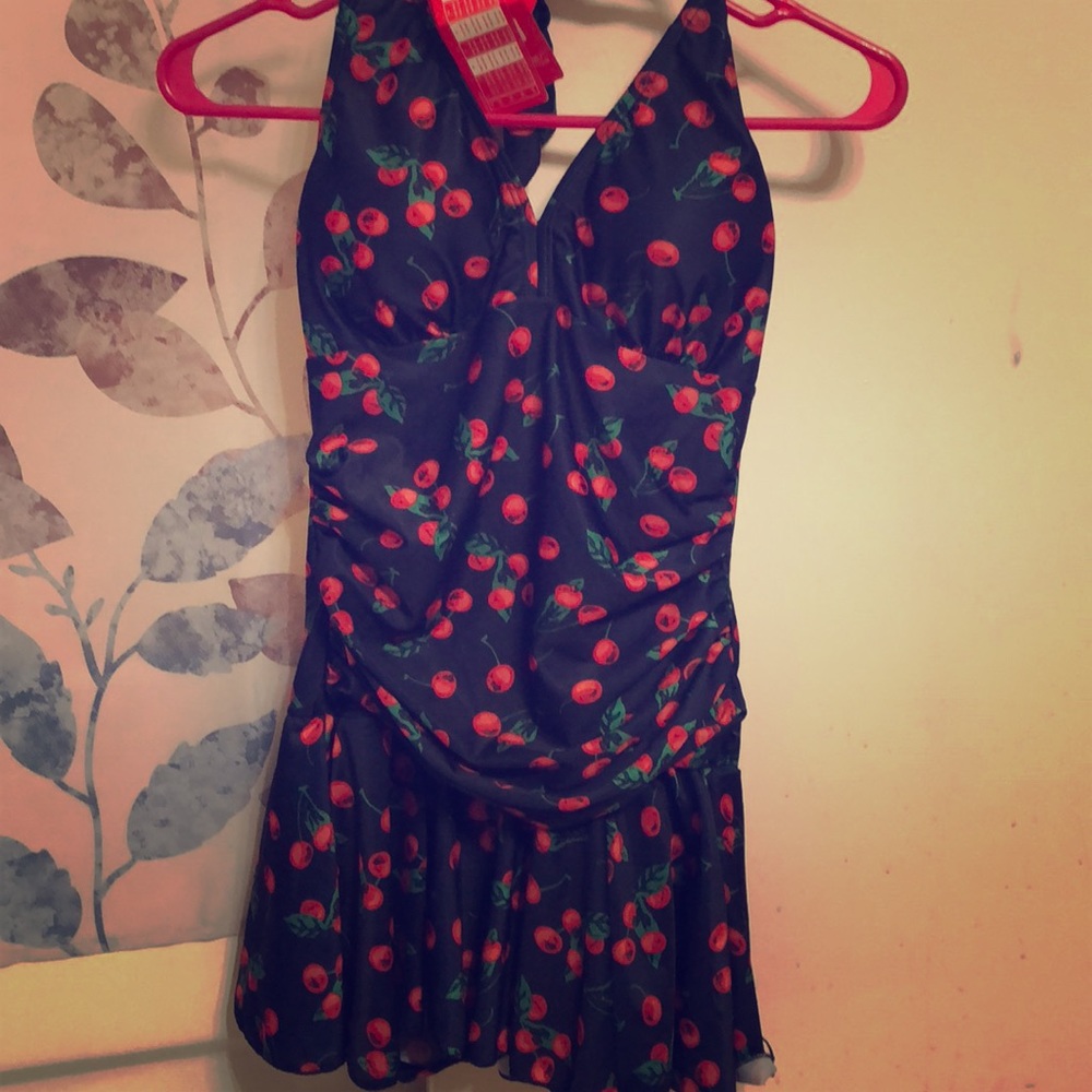 Cherry print swimdress NWT
